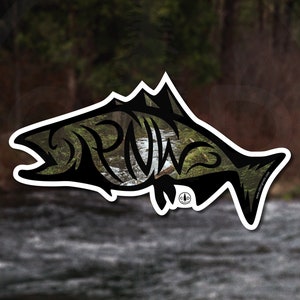 Spirit of the PNW Salmon Sticker: Oregon Metolius River Vinyl Decal