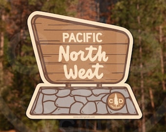 PNW Boundary Line Vinyl Sticker: Pacific Northwest Forest Sign