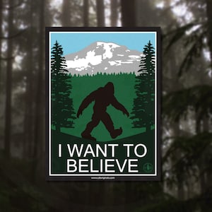 I Want to Believe Sasquatch Sticker - The Perfect Addition for Your Water Bottle, Laptop, Cooler, and More! - Join the Hunt for Bigfoot