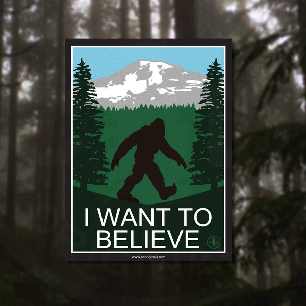 I Want to Believe Sasquatch Sticker - The Perfect Addition for Your Water Bottle, Laptop, Cooler, and More! - Join the Hunt for Bigfoot