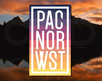 PNW Shorthand Vinyl Sticker: Pacific Northwest Colorful Design