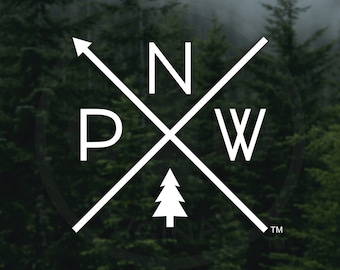 La calcomanía de vinilo original de PNW Pride, duradera y resistente a la intemperie, perfecta para ventanas de automóviles y camiones, diseño icónico de brújula del noroeste del Pacífico