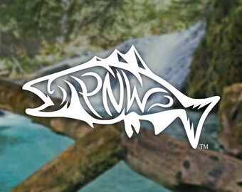 PNW Salmon Vinyl Decal: Weatherproof Car & Laptop Sticker