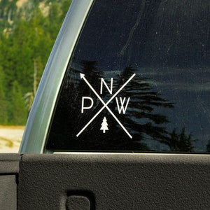 Das Original PNW Pride Vinyl Aufkleber Langlebig und wetterfest, perfekt für Auto und LKW-Fenster Kultiges pazifisches Nordwest-Kompass-Design Bild 2