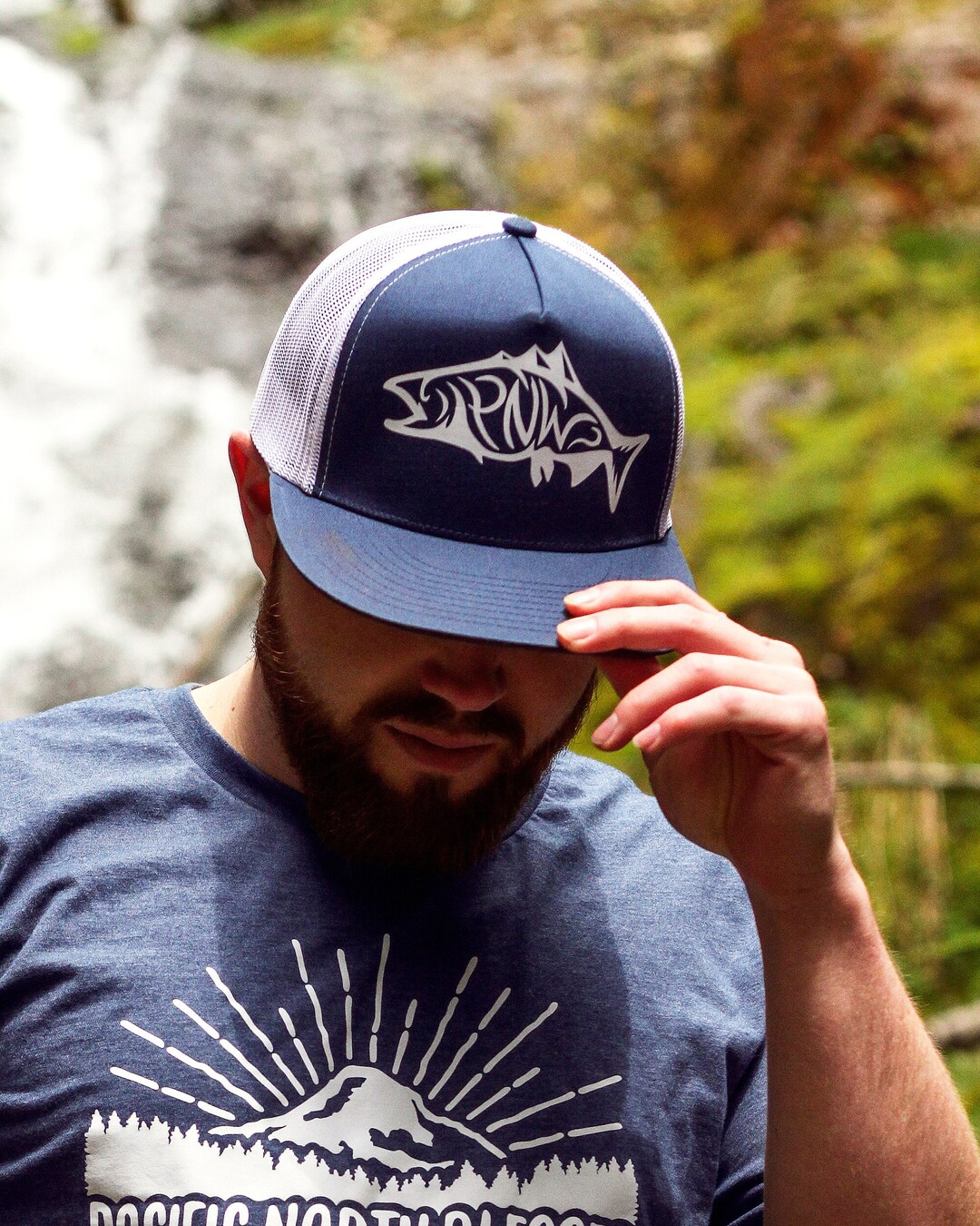 Spirit of the PNW Salmon Five Panel Mesh Adjustable - Etsy