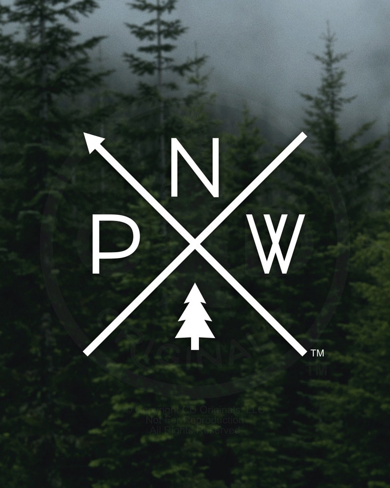 Das Original PNW Pride Vinyl Aufkleber Langlebig und wetterfest, perfekt für Auto und LKW-Fenster Kultiges pazifisches Nordwest-Kompass-Design Bild 1