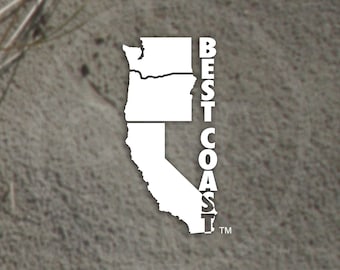 West Coast Best Coast Vinyl Decal, Weatherproof Car/Laptop Sticker