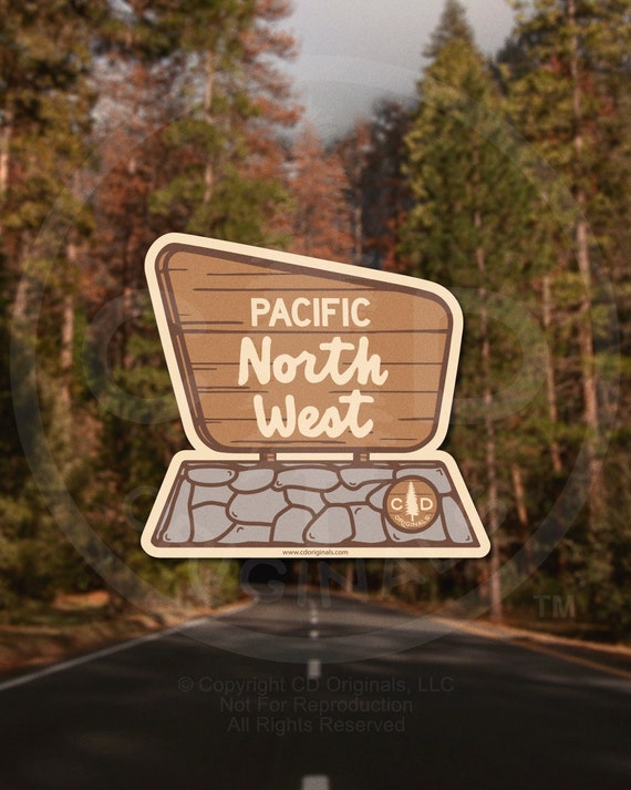 Pacific Northwest (PNW) Vinyl Decal Sticker Set Of 3 - Oregon, Washington, Mountain Design