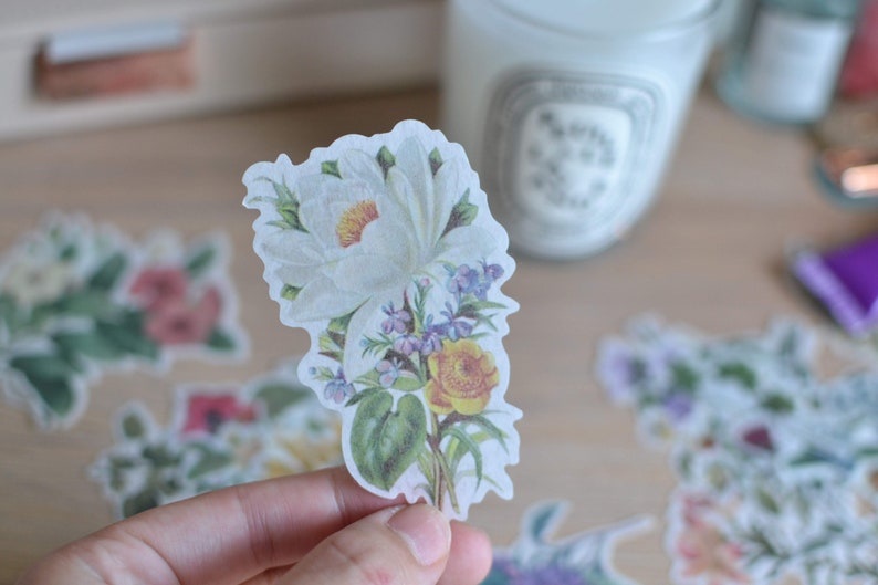 flower aesthetic sticker pack scrapbook stickers bujo etsy