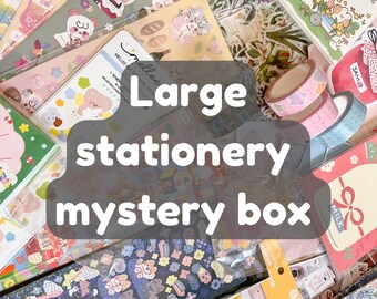 LARGE STATIONERY BUNDLE | mystery sticker, washi tape, memo pad box | scrapbooking gift box | kawaii Japanese and Korean 100+ pcs