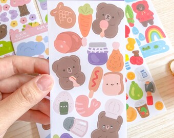 Snack all day | vinyl bear snacks sticker sheet | bullet journal scrapbook stickers