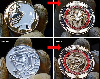 Daimetal 1 & 2 WHITE Metal Coins Tiger and Falcon Ranger Power