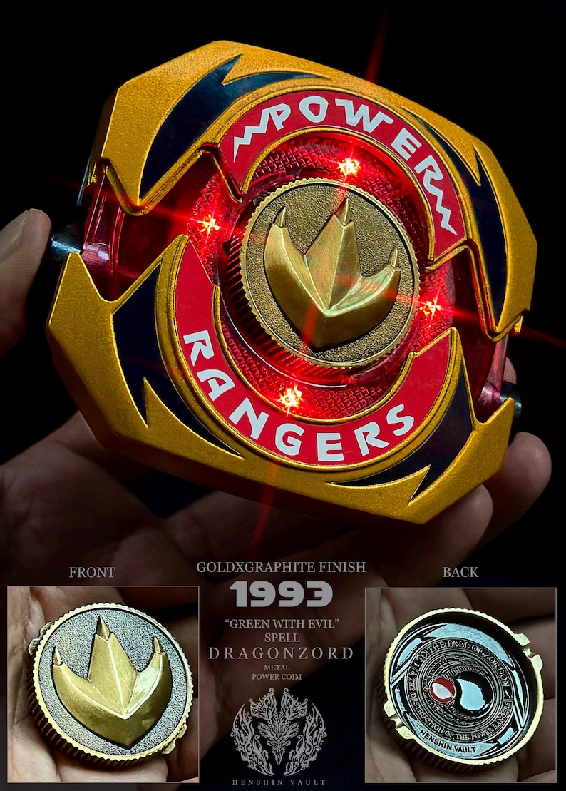 93 Power Rangers Dragonzord Power Coin Solid Metal Gift for Bandai 1993 ...