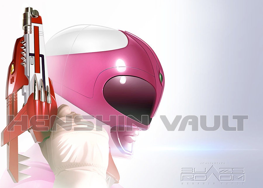 Mighty Morphin Power Rangers Glass Poster of Pink Ranger Art Printed on ...