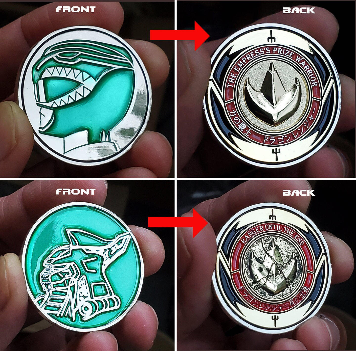 EMERALD 1 & 2 GREEN Metal Variants Challenge Coins Dragon Power