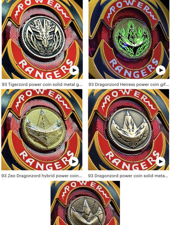 93 5 Power Coins Set Solid Metal Gift for Bandai 1993 Mighty