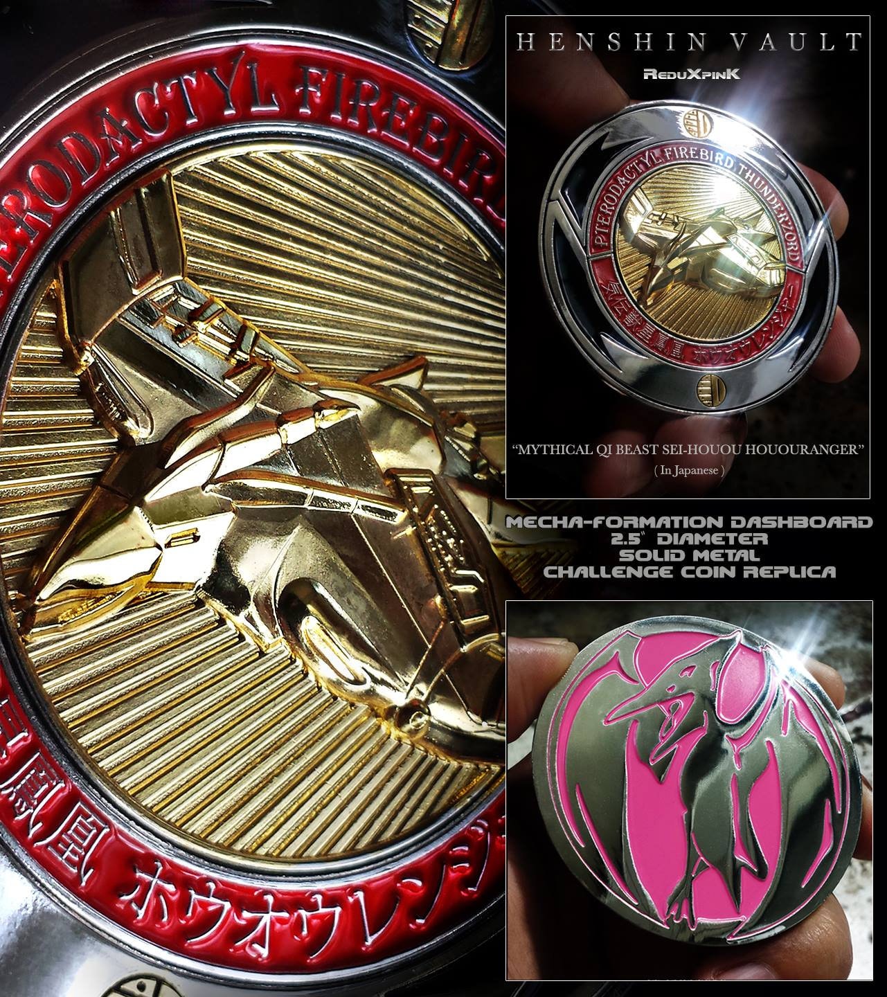 Pink Ranger Pteraranger Solid Metal Challenge Power Coin 2.5