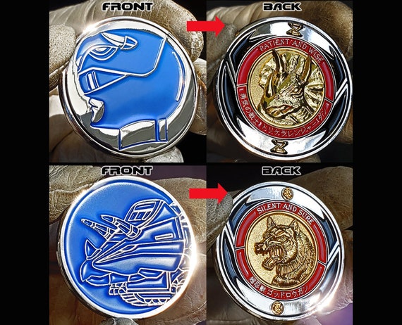 diecast metal Power rangers challenge coins set of Mighty dino coins no morpher