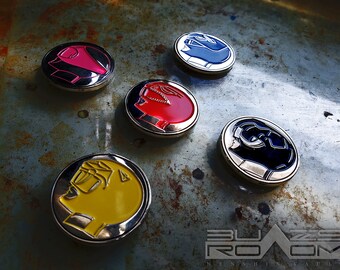 Full set of 5 Mighty DINO Rangers metal power challenge coins