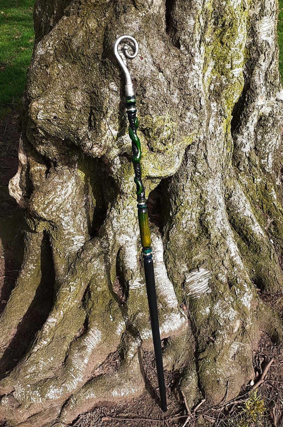 Wood Carved Snake Wrapped Walking Stick Etsy