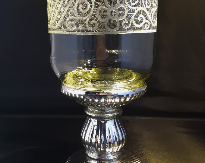 Lace Carved Upcycled Glass Goblet or Vase