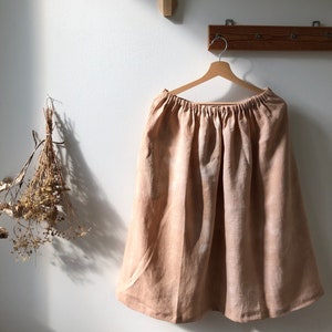 Spruce cones dye, plant dyed skirt, botanical plant dyes, linen