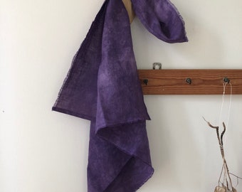 Logwood dyed scarf, Shawl, Naturally plant dyed, Linen, Botanical plant dyes, Square scarf