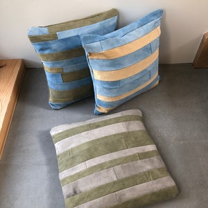 Plant dyed pillowcase, patched pillow cover, naturally plant dyed, cotton cushion, botanical plant dyes, one-of-a-kind