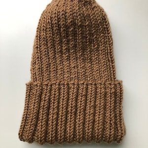 Hat, botanical dyed merino wool, hand knit, walnut dye