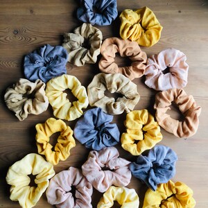 scrunchie, naturally plant dyed, linen dye, lightweight, botanical plant dyes, cutch image 5