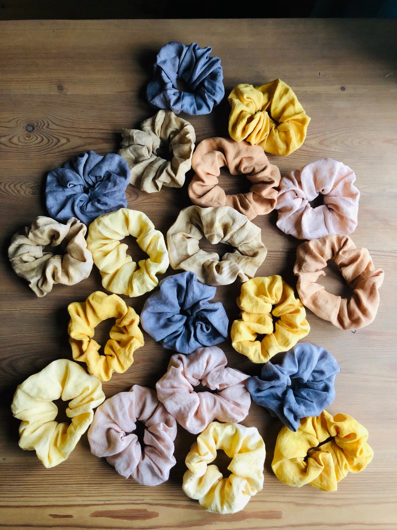 scrunchie, naturally plant dyed, linen dye, lightweight, botanical plant dyes, cutch image 5