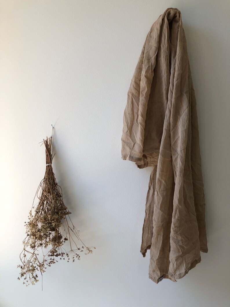 Plant dyed cotton scarf, Shawl, Naturally plant dyed, Organic cotton, Lightweight, Natural dye, Botanical plant dyes, Walnutdye image 1