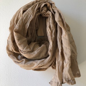 Plant dyed cotton scarf, Shawl, Naturally plant dyed, Organic cotton, Lightweight, Natural dye, Botanical plant dyes, Walnutdye image 3