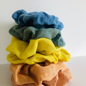 scrunchie, naturally plant dyed, linen dye, lightweight, botanical plant dyes, cutch image 3
