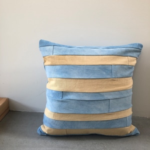 Plant dyed pillowcase, patched pillow cover, naturally plant dyed, cotton cushion, botanical plant dyes, one-of-a-kind