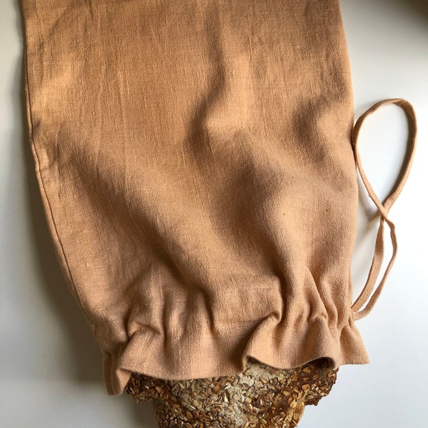 Plant dyed bag, bread bag, naturally plant dyed, linen bag, botanical plant dyes, natural linen bread bag