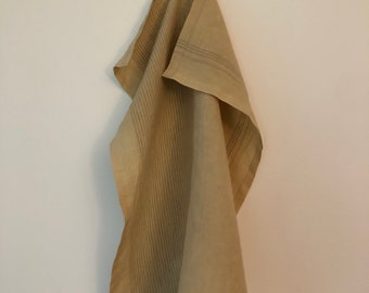 Linen tea towel. Plant dyed towel. Natural linen dishclothes. Goldenrod dyed.