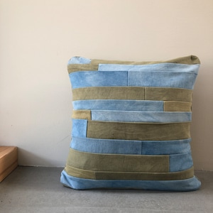 Plant dyed pillowcase, patched pillow cover, naturally plant dyed, cotton cushion, botanical plant dyes, one-of-a-kind