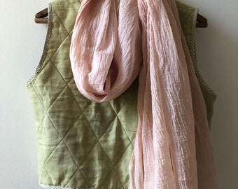 Naturally plant dyed, Plant dyed scarf, shawl, cotton, lightweight, avocado dye, pink, botanical plant dyes