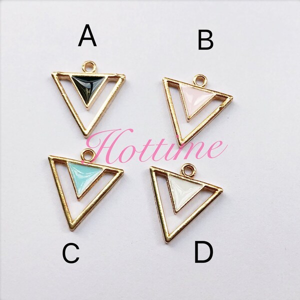 Double Triangle Jewelry Making Bracelet Pendant Deco Necklace Pendant Charms DIY Material Stud Earrings Components With Alloy Ring AA013