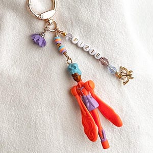 PIXIE Sky Fairy Beaded Bag Charm Keychain, Retro Fantasy Purse Accessory