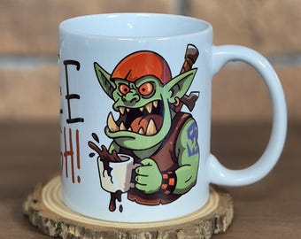 No Coffee No Waaagh Orc Mug – Funny Fantasy Coffee Cup for Warhammer Fans and Tabletop Gamers