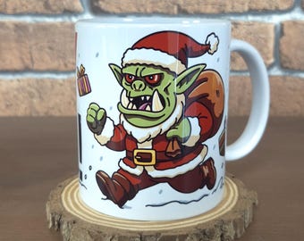 Ork Xmas Mug “MERRY DAKKA!” – Special gift for Warhammer players, role-playing gamers and coffee geeks