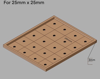 25mm Square Movement Tray for Warhammer The Old World – MDF Wargame Base Holder – Magnet Ready or Standard – Extra Bases Included