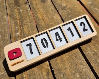 Custom Wooden Follower Counter – Personalized Name & Social Media – YouTube Instagram TikTok