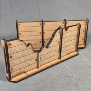 Pakket 2x modulaire muur / barrière voor oorlogsspellen (sci-fi / industrieel) - MDF
