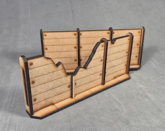 Pack 2x Modular Wall Piece / Barrier for Sci-fi or industrial tabletop games - MDF