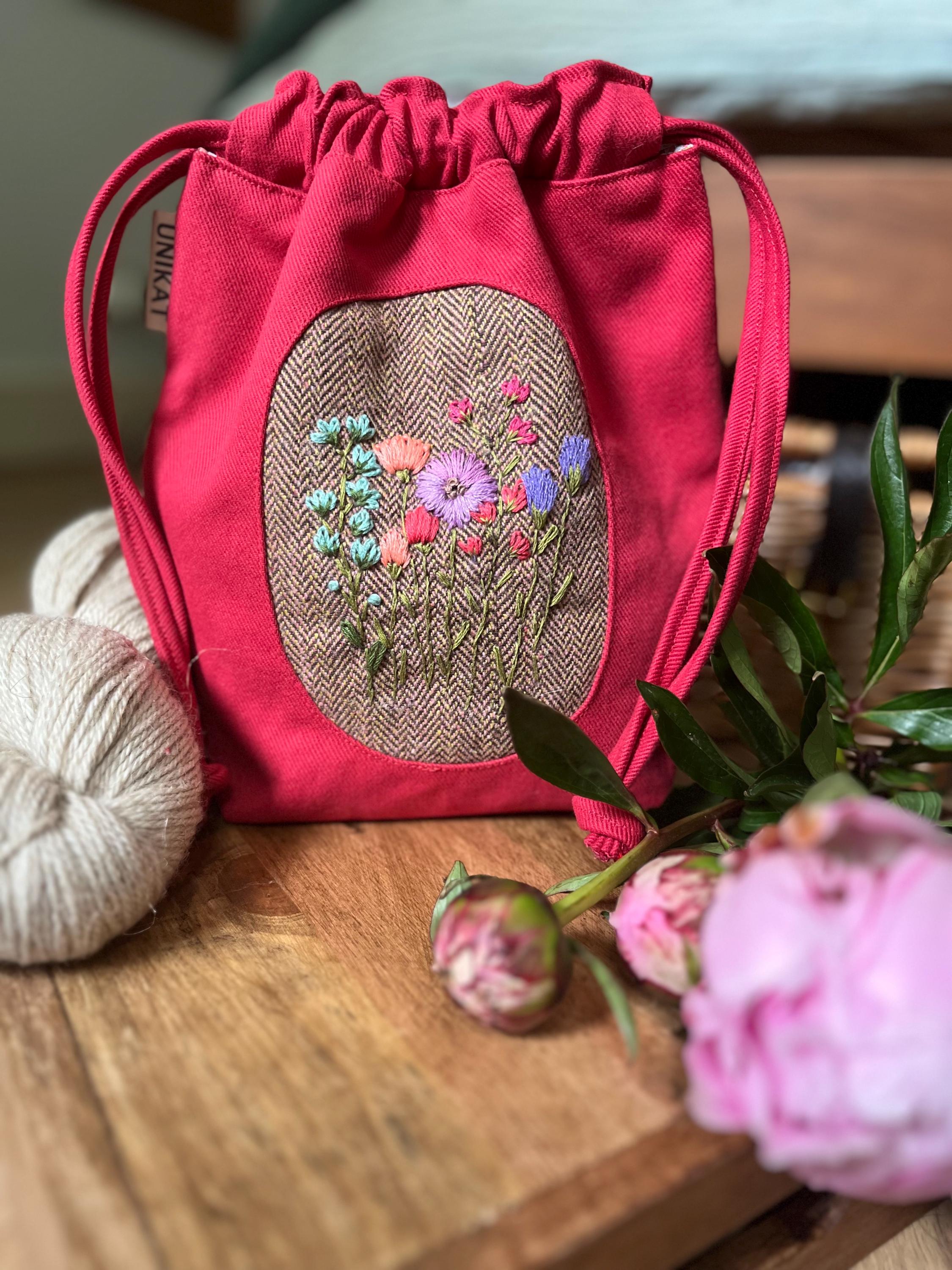Drawstring Project Bag With Embroidery - Etsy
