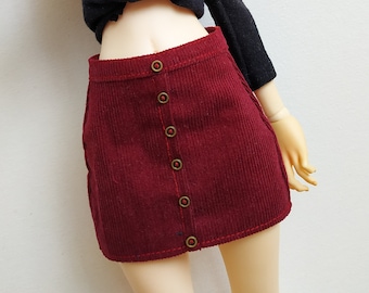 Minifee burgundy corduroy button skirt, minifee clothes casual fit