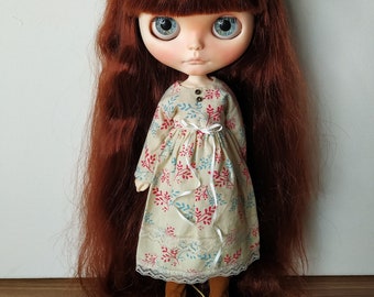 Blythe pullip vintage old fashion mori dress, blythe pullip clothes outfit obitsu azone clothes for dolls